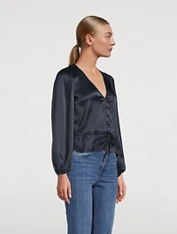 Silk Drawstring Blouse