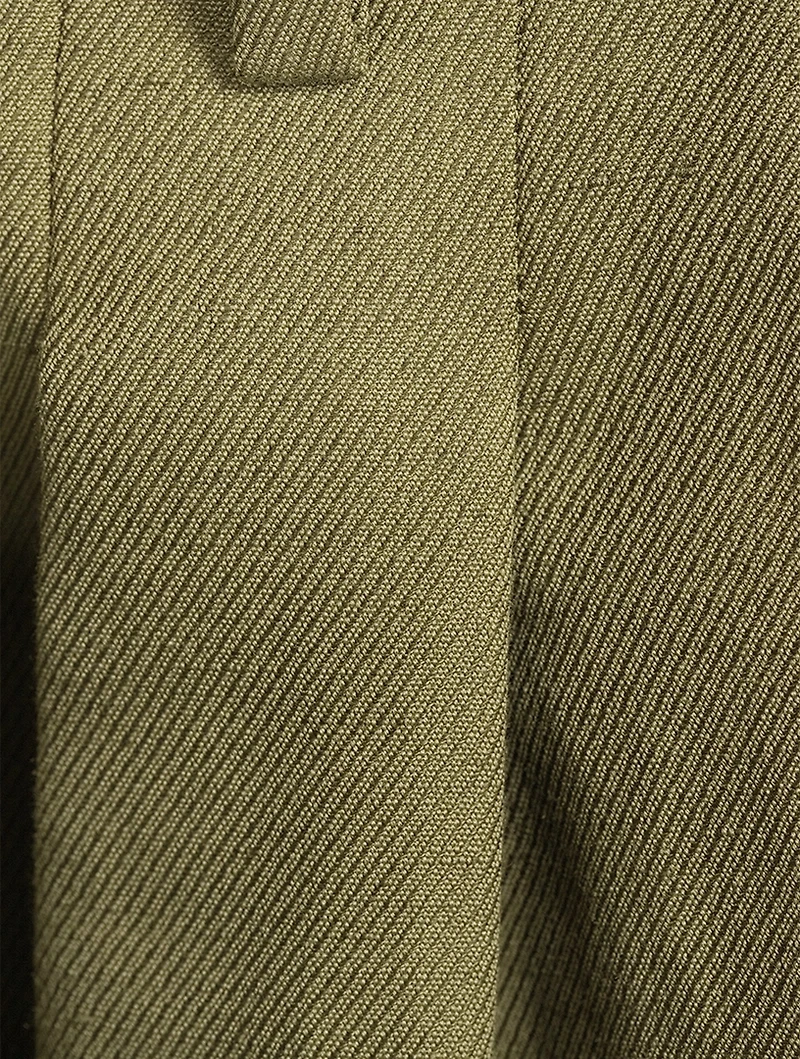 Pleated Cotton Linen Shorts