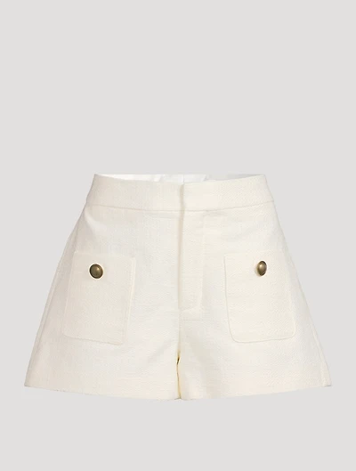 High-Waisted Patch Pocket Shorts