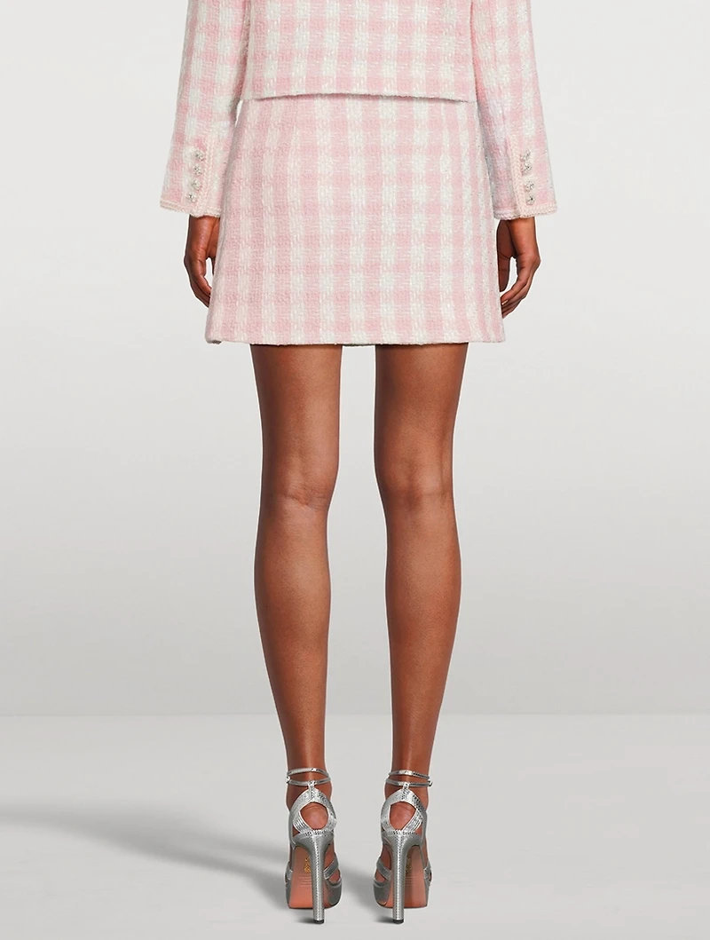 Check Bouclé Mini Skirt