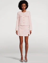 Check Bouclé Mini Skirt