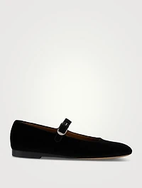 Velvet Mary Jane Ballet Flats