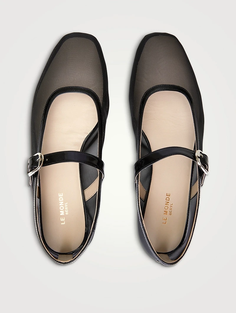 Mesh Mary Jane Ballet Flats