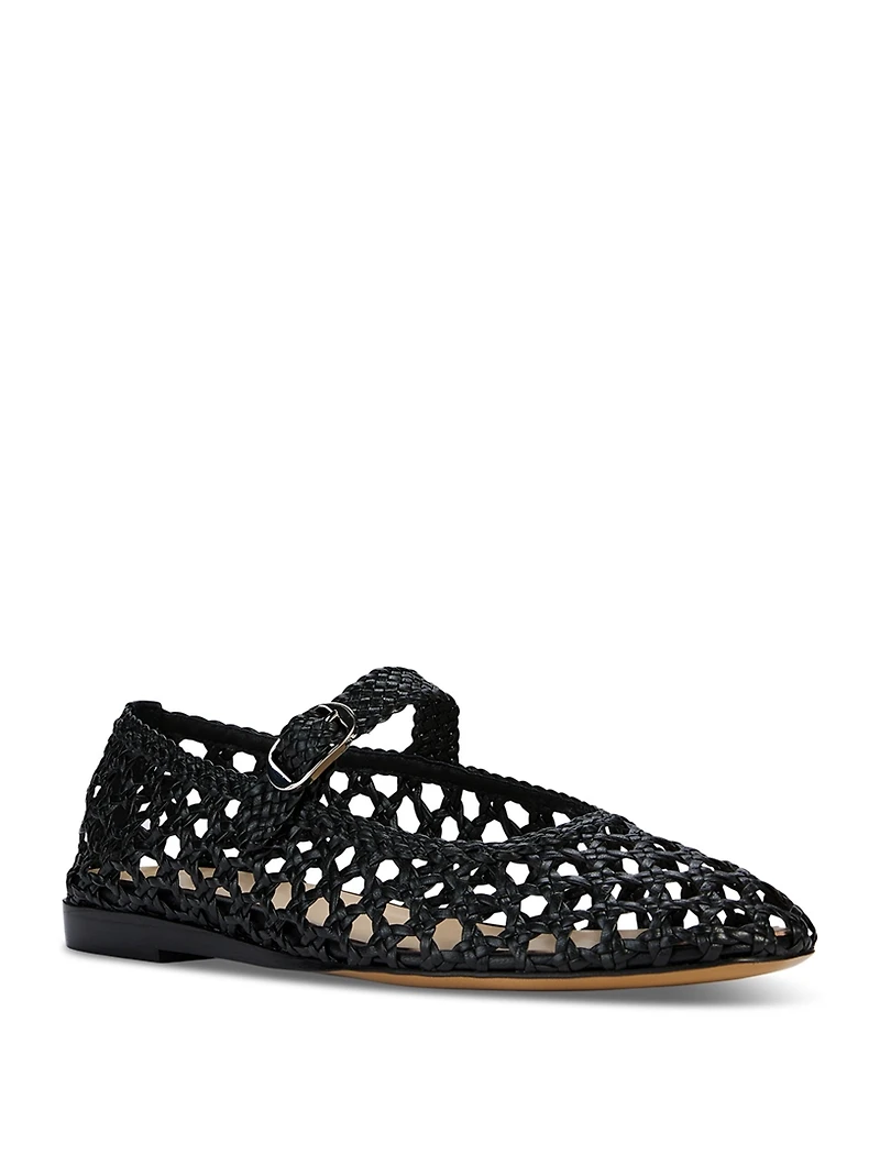 Woven Leather Mary Jane Ballet Flats