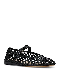 Woven Leather Mary Jane Ballet Flats