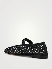 Woven Leather Mary Jane Ballet Flats