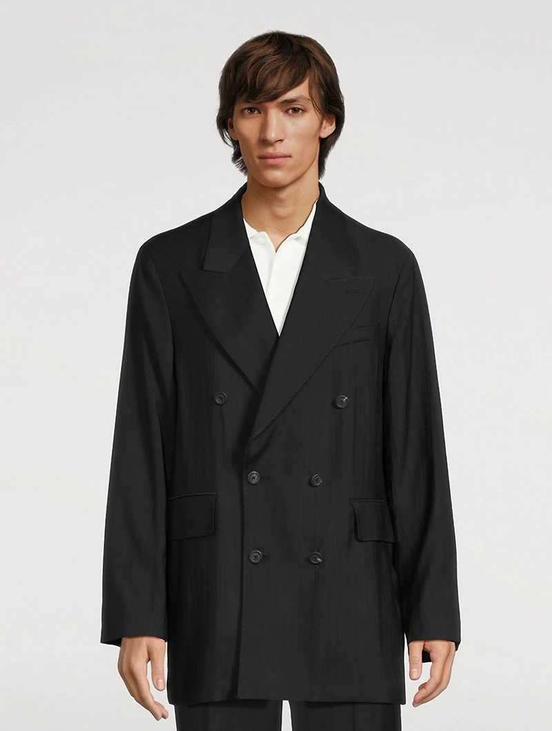 Crinkled Double-Breasted Jacket