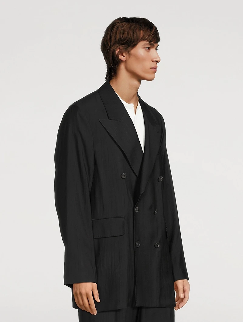 Crinkled Double-Breasted Jacket