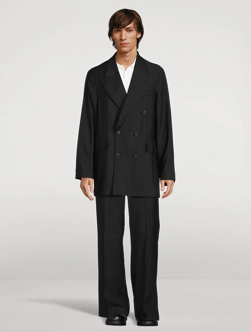 Crinkled Double-Breasted Jacket