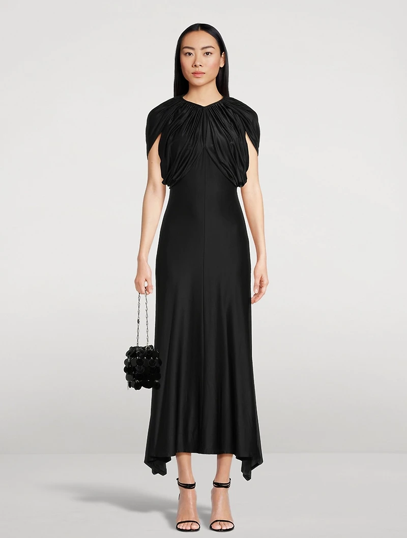 Draped Satin Maxi Dress