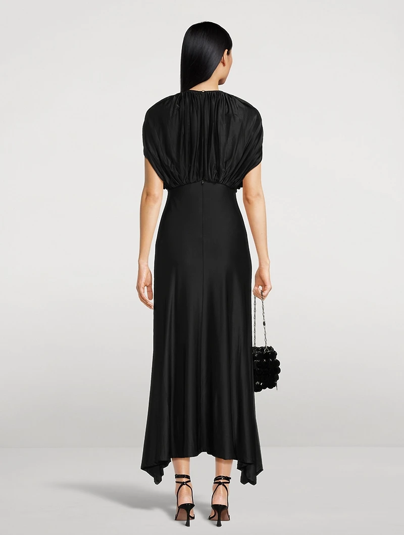 Draped Satin Maxi Dress