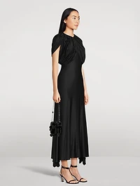 Draped Satin Maxi Dress