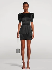 Silk Satin Mini Dress With Rose Detail