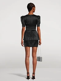 Silk Satin Mini Dress With Rose Detail