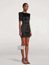 Silk Satin Mini Dress With Rose Detail
