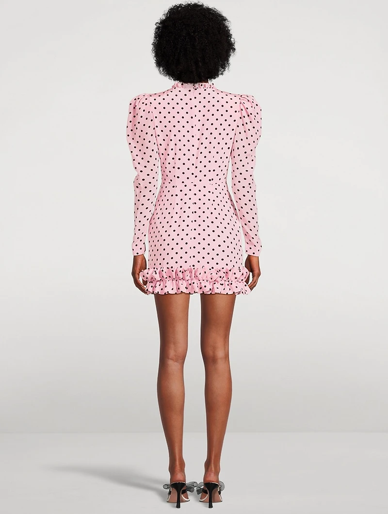 Silk Mini Dress Polka Dot Print