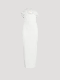 Cady Bustier Long Dress With Organza Ruffles