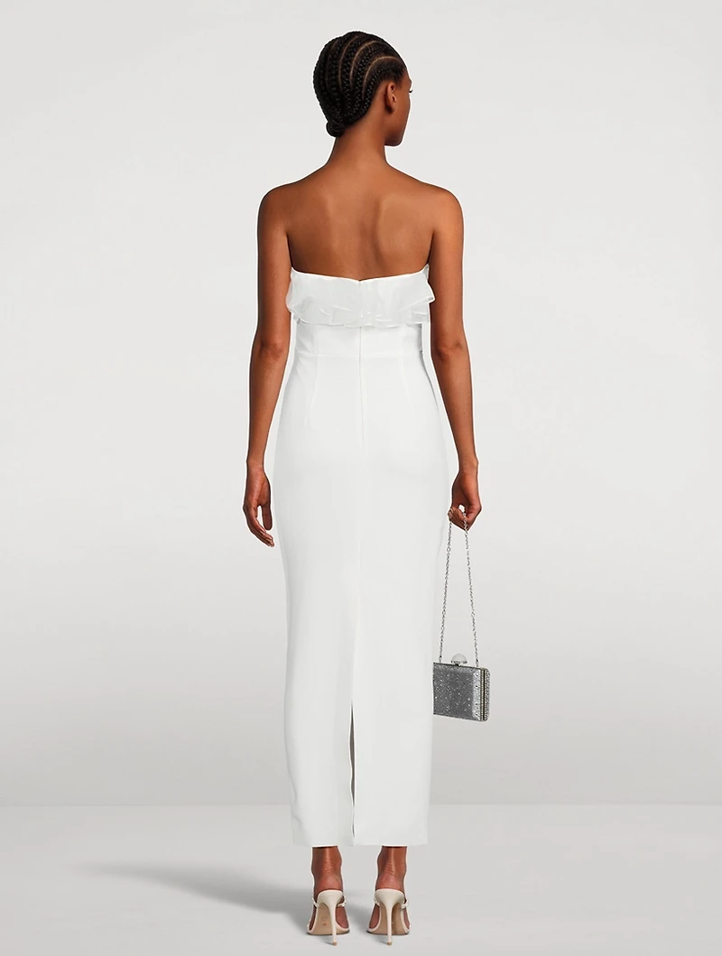 Cady Bustier Long Dress With Organza Ruffles