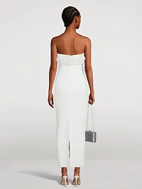Cady Bustier Long Dress With Organza Ruffles