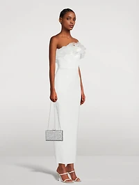 Cady Bustier Long Dress With Organza Ruffles