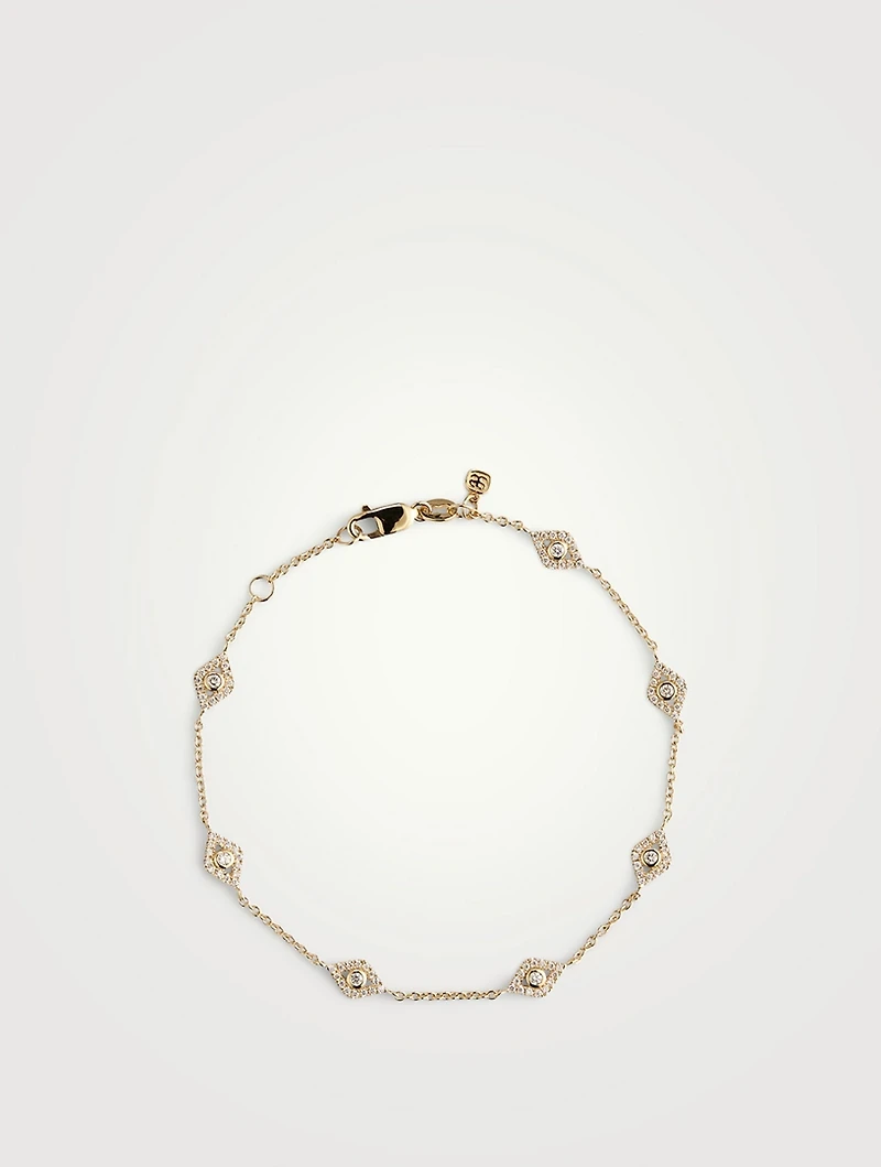 Evil Eye Bezel Chain Bracelet With Diamonds