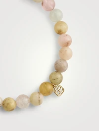 Morganite Beaded Bracelet With 14K Gold Diamond Rondelle