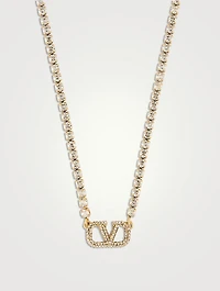 VLogo Crystal Tennis Necklace