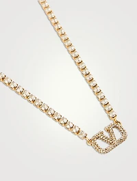 VLogo Crystal Tennis Necklace