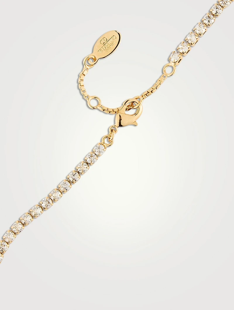 VLogo Crystal Tennis Necklace