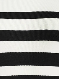 Stripe Jacquard Short-Sleeve Sweater