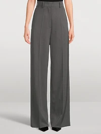 Stretch Wool Wide-Leg Trousers