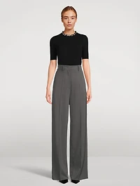 Stretch Wool Wide-Leg Trousers
