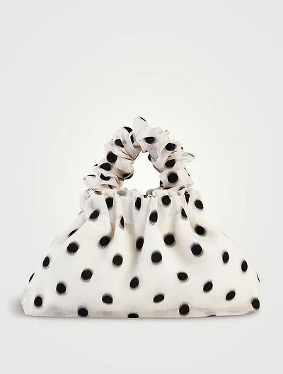 Halo Organza Scrunchie Bag In Polka Dot Print