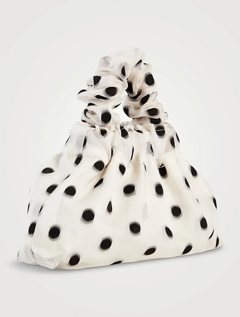 Halo Organza Scrunchie Bag In Polka Dot Print