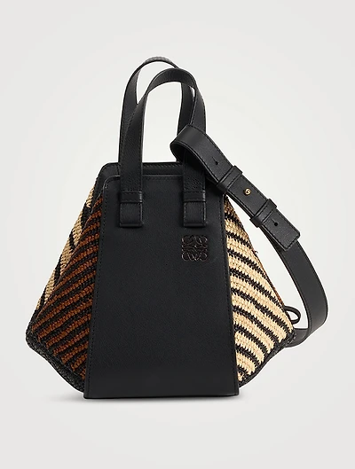 Loewe x Paula's Ibiza Compact Hammock Leather And Raffia Bag