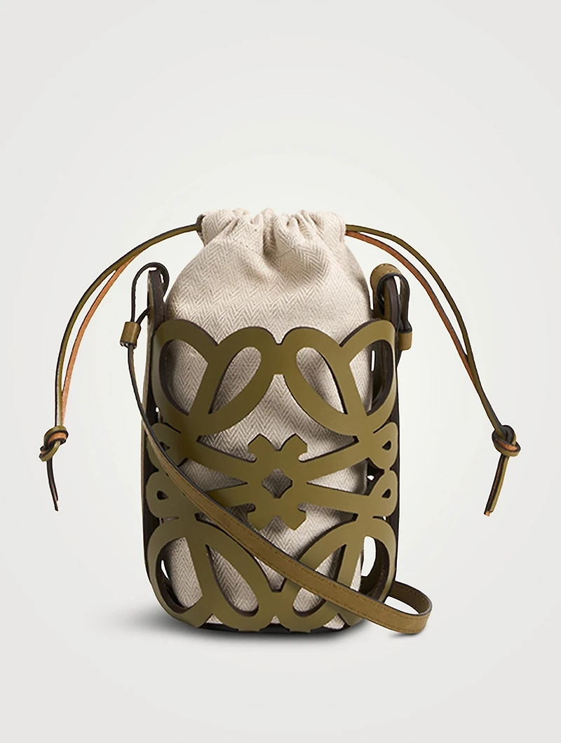 Loewe x Paula's Ibiza Anagram Cut-Out Leather And Canvas Crossbody Bag