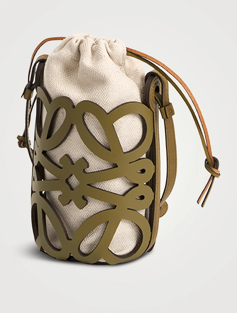 Loewe x Paula's Ibiza Anagram Cut-Out Leather And Canvas Crossbody Bag