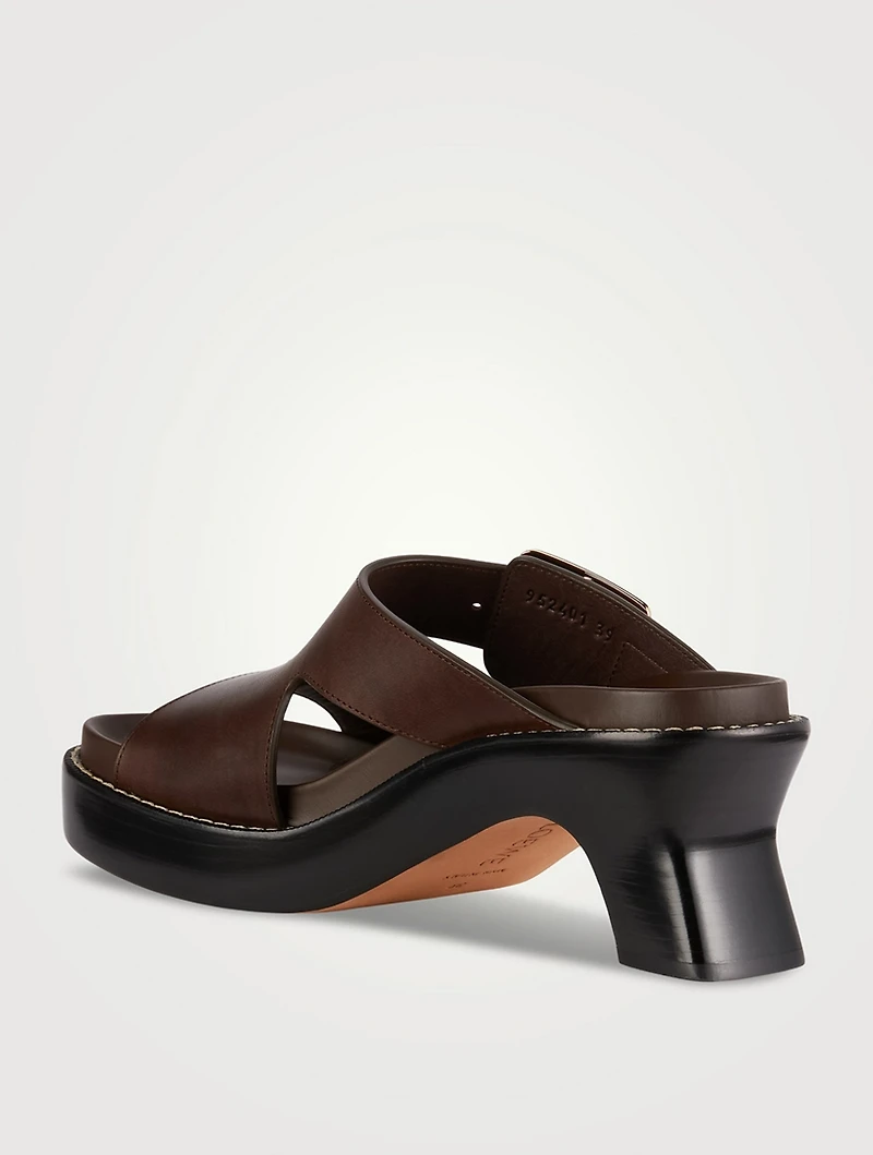 Ease Leather Heeled Slide Sandals