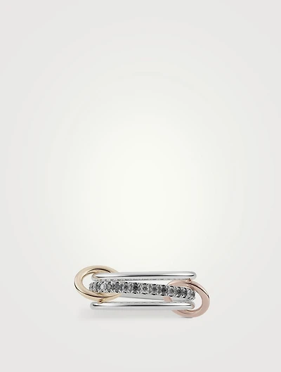 Tigiris MX Gris Silver And 18K Gold Stacked Ring With Diamonds