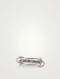 Tigiris MX Gris Silver And 18K Gold Stacked Ring With Diamonds
