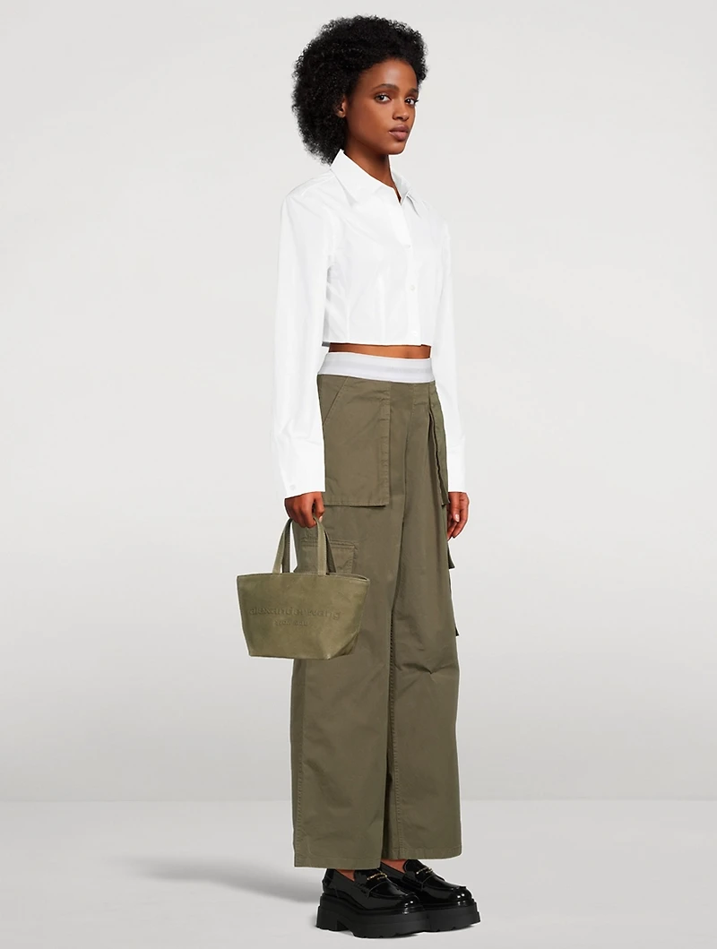 Small Punch Canvas Crossbody Tote Bag