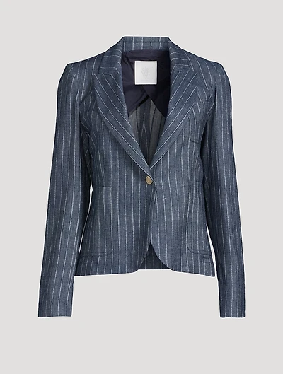 Single-Breasted Blazer Stripe Print