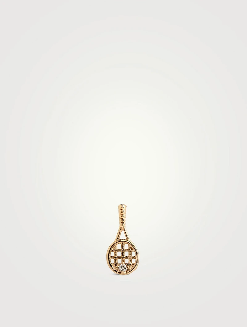 Love Letter Kelly 14K Gold Tennis Racket Stud Earring With Diamond