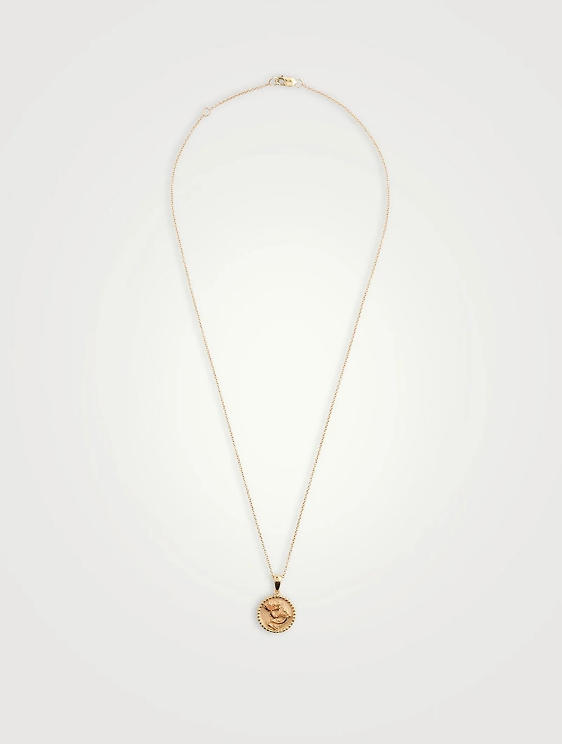Dew Drop 14K Gold Year Of The Dragon Medallion Necklace
