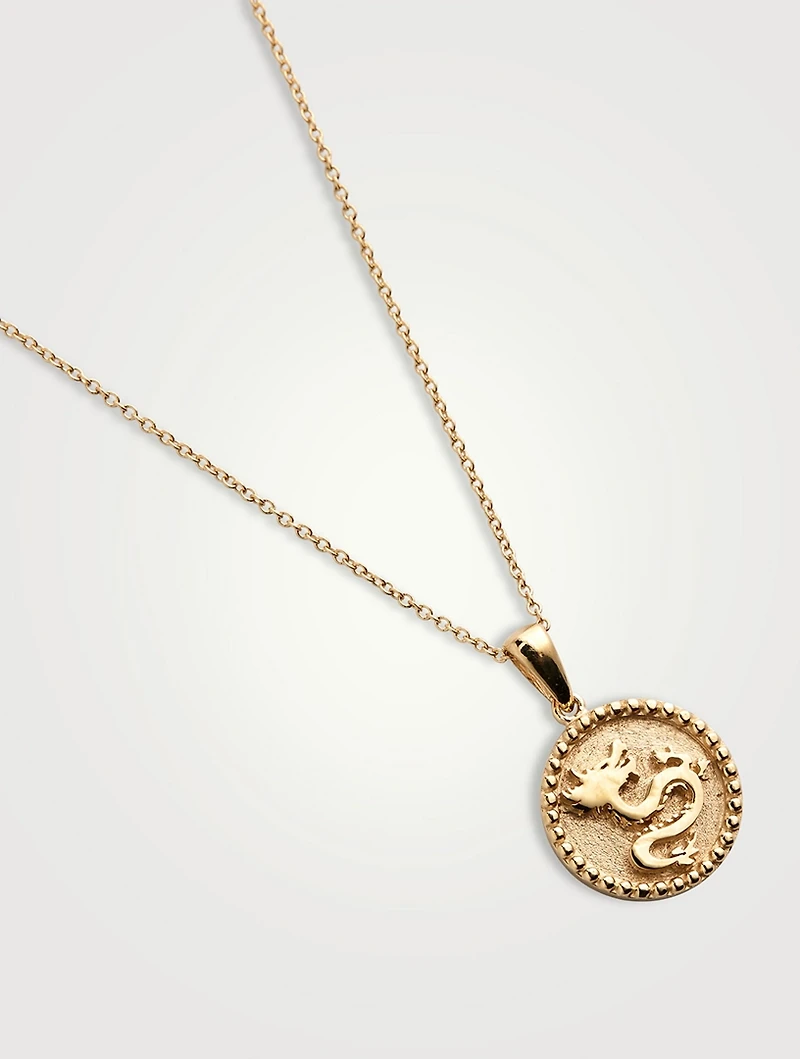Dew Drop 14K Gold Year Of The Dragon Medallion Necklace