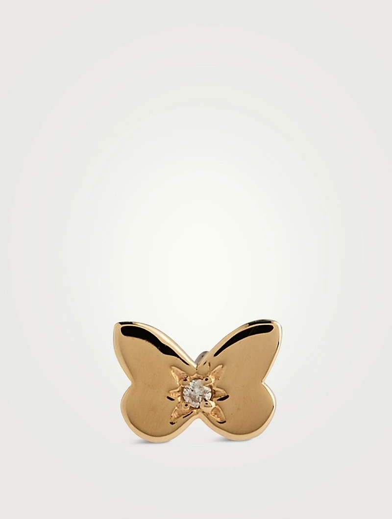 Jac+Jo Amanda 14K Gold Butterfly Stud Earring With Diamond