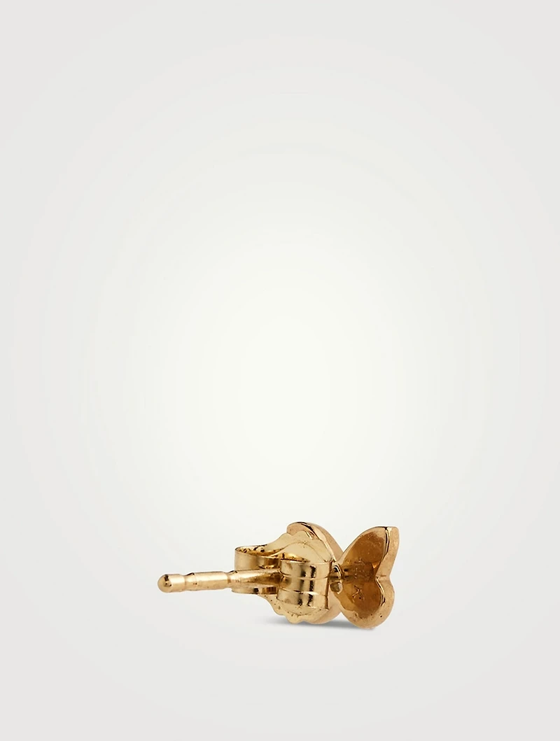 Jac+Jo Amanda 14K Gold Butterfly Stud Earring With Diamond