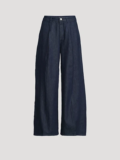 Pleated Wide-Leg Jeans