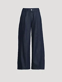 Pleated Wide-Leg Jeans