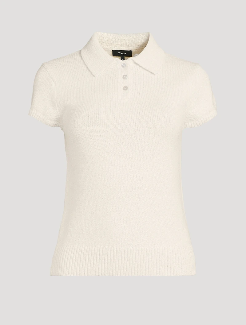 Cotton-Wool Bouclé Polo Shirt